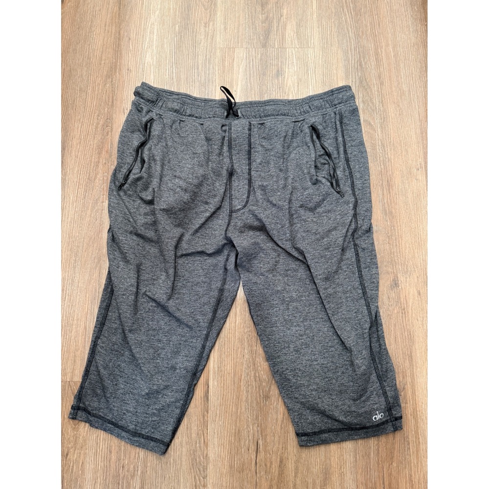 Alo Yoga Mens Cropped Joggers Charcoal Gray Heathered Athletic Pants XXL